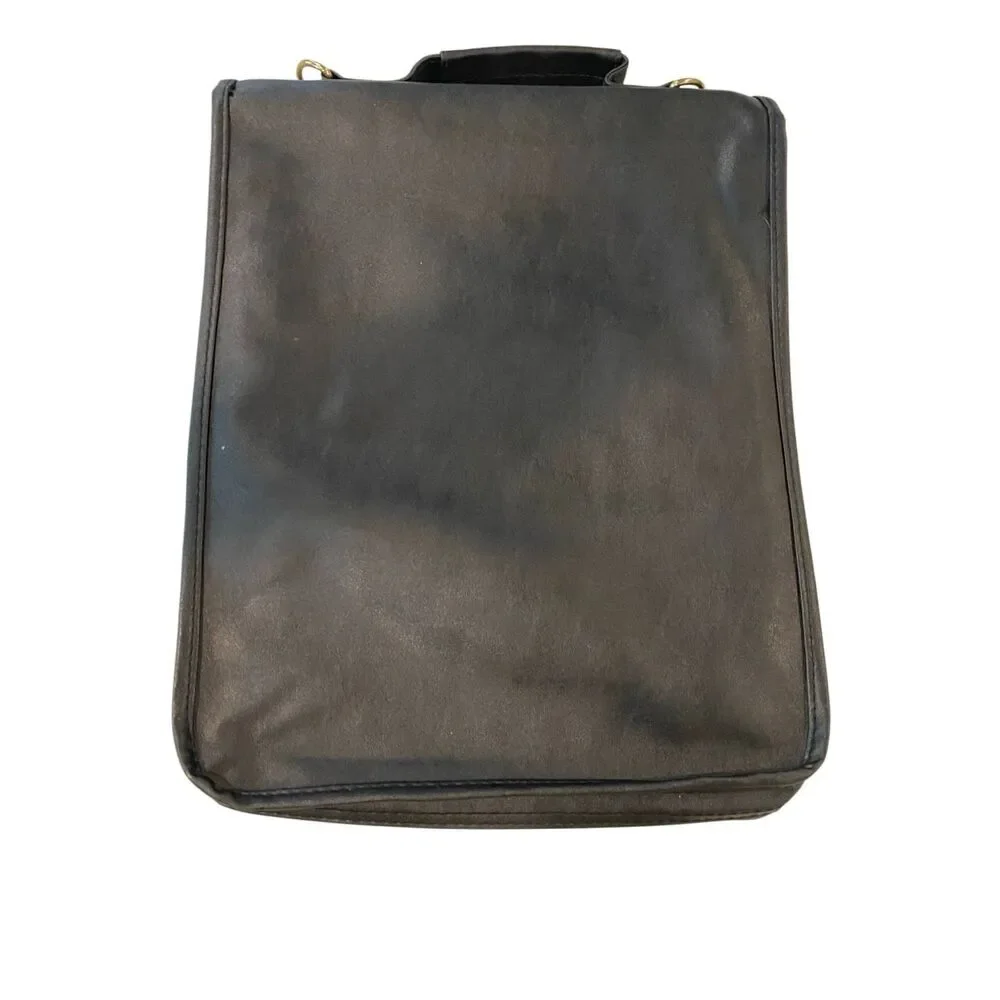 Black Faux Leather Briefcase Portfolio Laptop Case Office Organizer Bag Workwear